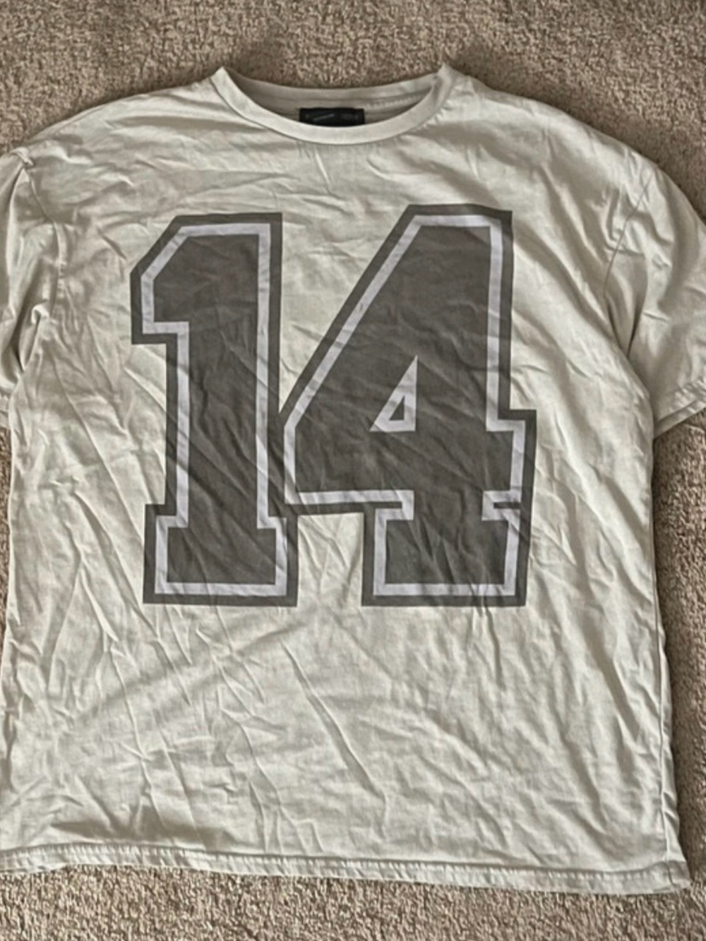 Charlotte Russe White Short Sleeve Tee with Gray '14' Graphic